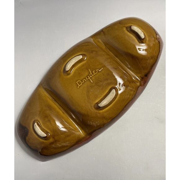 Retro Dryden Pottery Divided Dish Brown Orange‎ Yellow Console Serving Dish USA - Picture 6 of 10